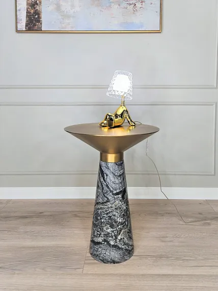 Журнальный столик Iris, Ø45х60 см, мрамор, латунь