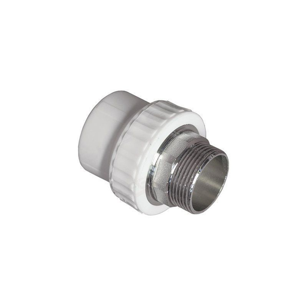 Муфта комбинированная ПП 75-2 1/2'' PN 25, под ключ, с наружной резьбой, белая, Valfex