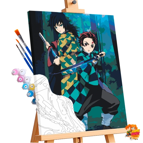 Картина по номерам Клинок рассекающий демонов Танджиро Камадо, Гию Томиока