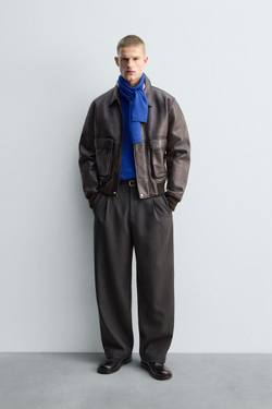 ZARA КОЖАНАЯ КУРТКА — LIMITED EDITION, КОРИЧНЕВЫЙ