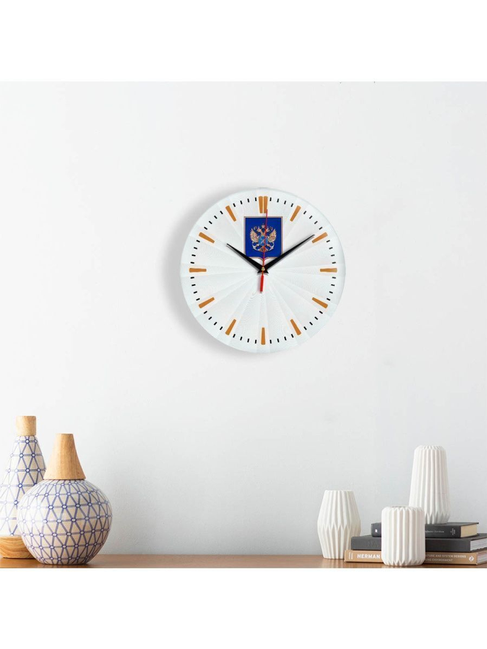 Настенные часы "герб Росрыболовства 02 43" Декор для дома, подарок