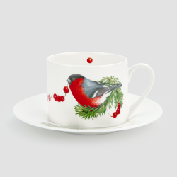 Чайная пара Farforite «Рябиновые бусы» 250 мл в подарочной коробке