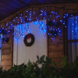 ULD-B3010-200-TBK BLUE IP67 Бахрома светодиодная с эффектом мерцания. 3м. Соединяемая. 200 светодиодов. Синий свет. Провод черный. TM Uniel.