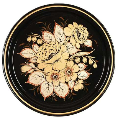 Жостовский поднос декоративный, размер 22 см (A5), металлический