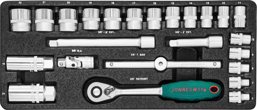 S04H3125S Набор головок торцевых 3/8"DR, 6-22 мм, 25 предметов