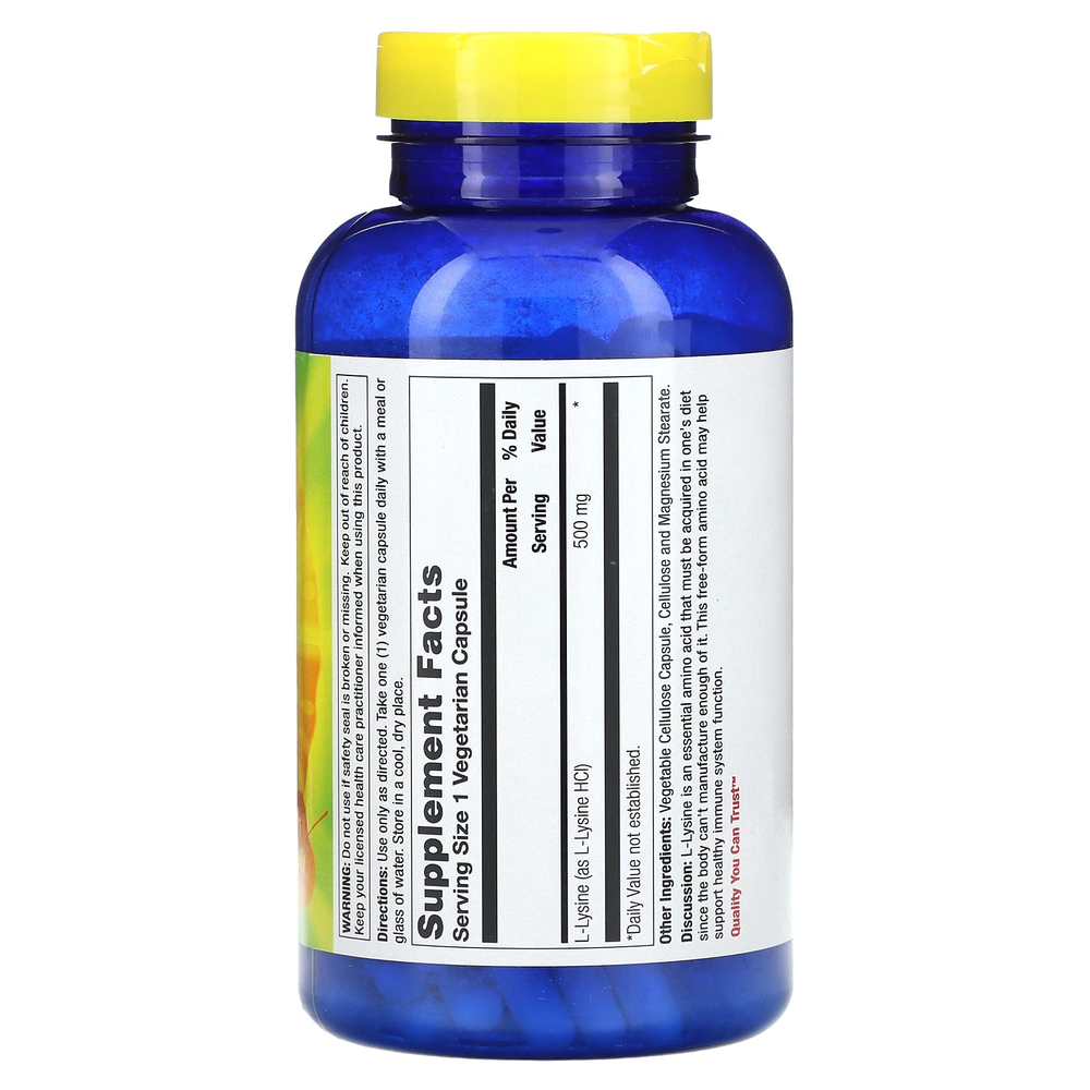 Nature's Life, L-лизин, 500 мг, 250 растительных капсул
