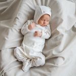 Слип на кнопках "Молоко" из ажурного хлопка 0+