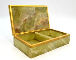 [Rosenthal] Шкатулка из оникса. Натуральный камень, золоченный металл. Розенталь, Германия, Италия.