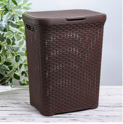 Корзина бельевая «Ротанг», 60 л, 34×44×56 см, с крышкой