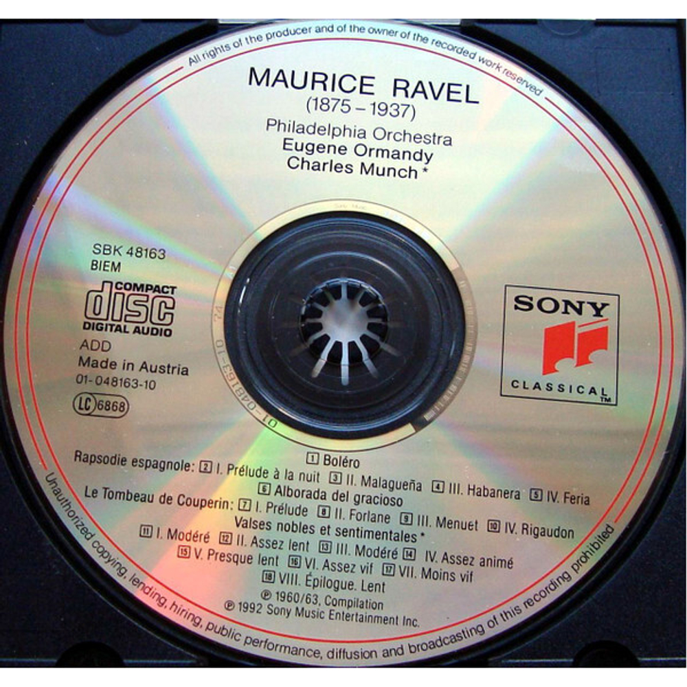 Philadelphia Orchestra, Eugene Ormandy, Charles Munch / Maurice Ravel: Bolero, Rapsodie Espagnole, Alborada Del Gracioso, Le Tombeau De Couperin, Valses Nobles Et Sentimentales (CD)