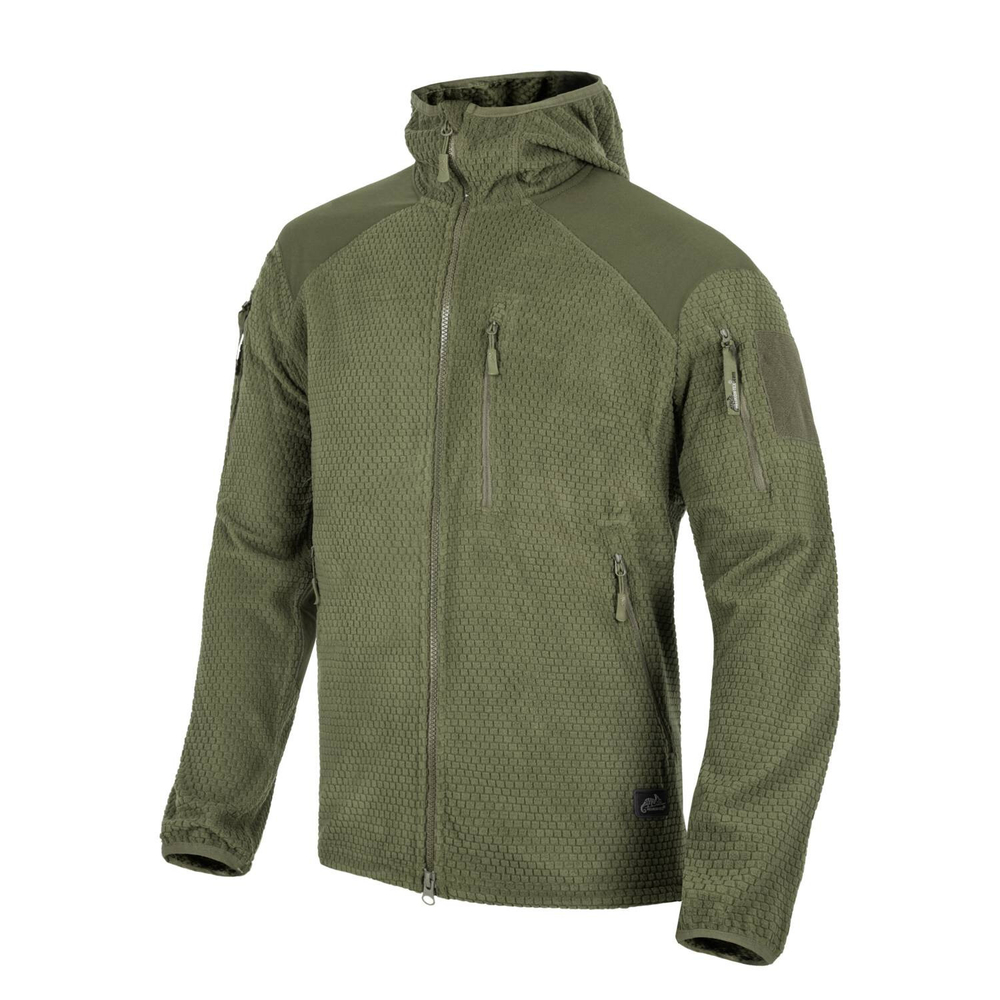 Helikon-Tex ALPHA HOODIE Jacket - Grid Fleece - Olive Green