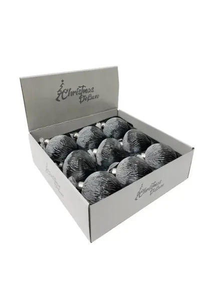 Набор винтажных стеклянных украшений Зимний сон 80 мм., серо-белый, 9 шт., Christmas DeLuxe (13119)