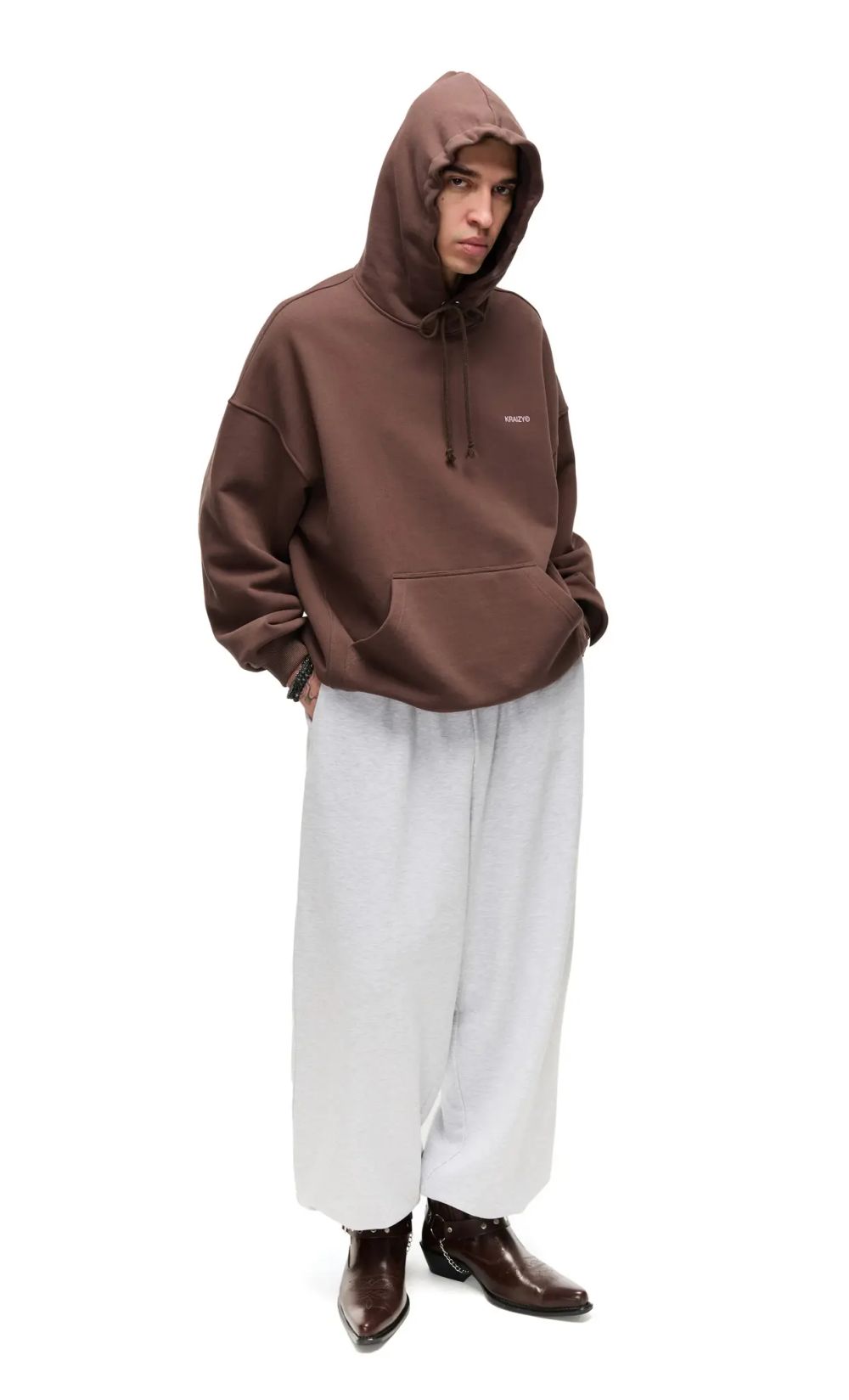 Худи Kraizy Stripes Logo Heart шоколадный