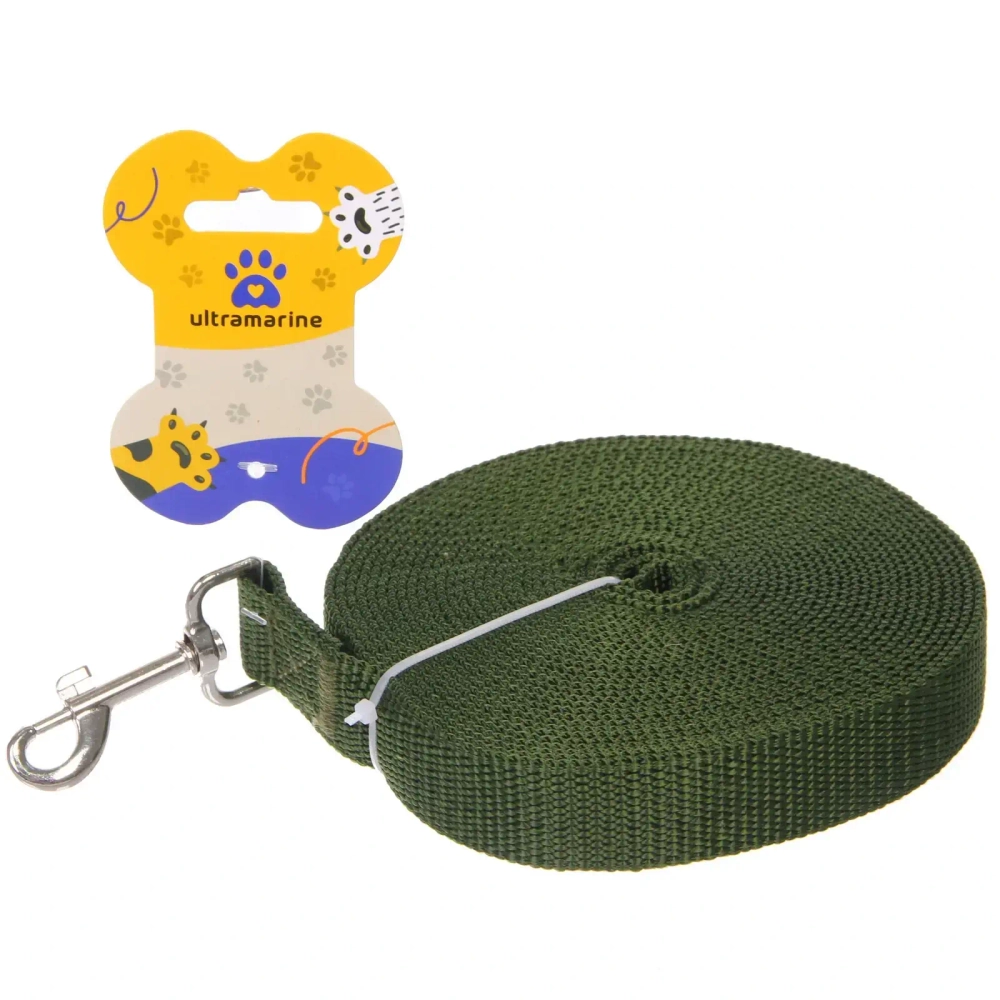 Поводок для собак крупных пород «Мой Бро», цвет хаки, 7 метров (лейбл)