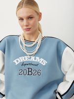 СВИТШОТ «DREAMS DEPARTMENT» ВИНТАЖНЫЙ СИНИЙ|МОЛОЧНЫЙ