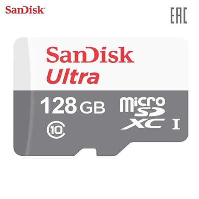 Карта памяти SanDisk Ultra microSDXC 128GB UHS-I, R 100 МБ/с