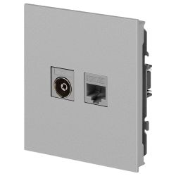 Розетка ЭРА Arktik 16-3110-03 комбинированная RJ45+TV алюминий | Эра Arktik