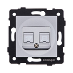 Розетка двойная RJ11 + RJ45 Cat.6, серый Kollinger REA-011GY для Aspekt, Eleganz, Reflex