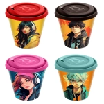 Стакан с крышкой 420мл «IZI-GO» с декором (микс 1)