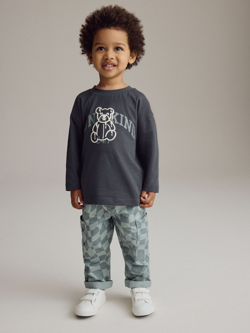 Брюки и лонгслив в комплекте для мальчика Next B69-747, Серый, Голубой