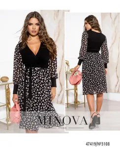 Платье 3108-черный-цветок Minova