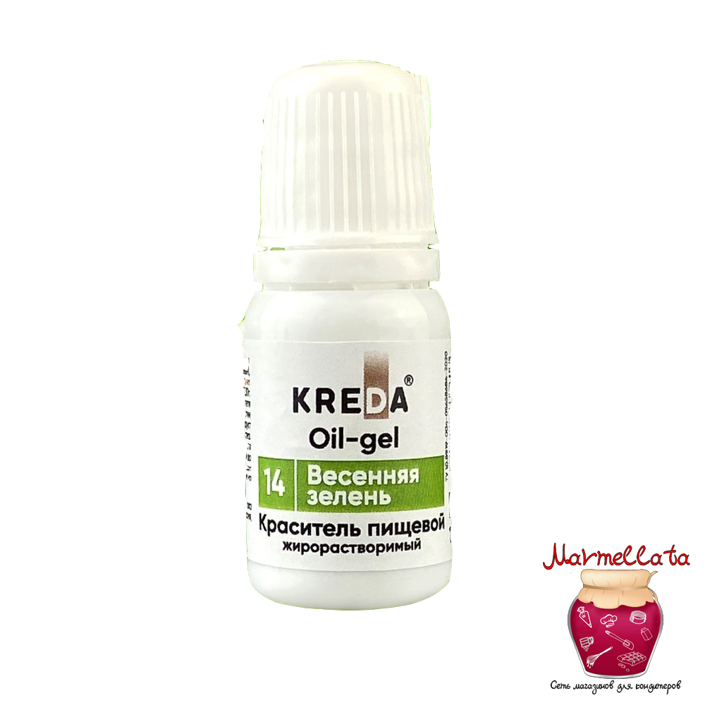 Краситель жирор-ый пищевой гелевый &quot;Kreda Oil-gel&quot;, ВЕСЕННЯЯ ЗЕЛЕНЬ 14 (10 мл.)
