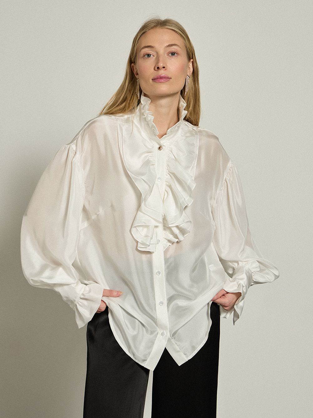 Рубашка с жабо хлопок/шелк