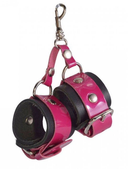 Розово-черный брелок "Наручники"