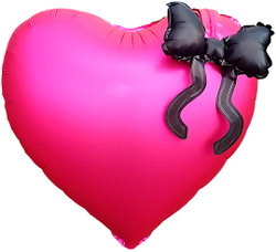Сердце "Ярко-розовое с черным бантиком"