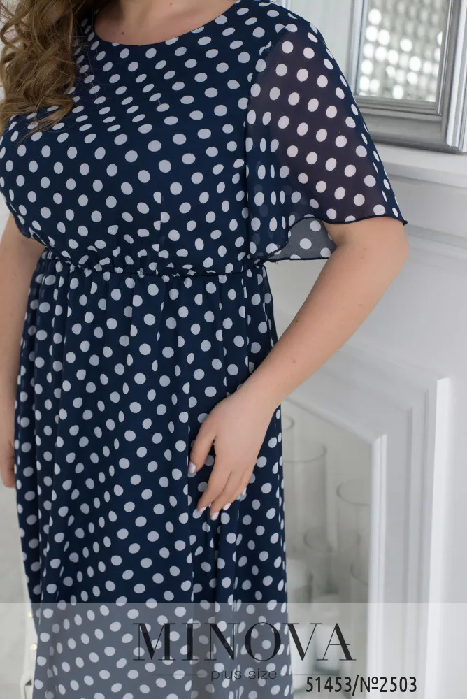 Платье 2503-синий горошек Minova