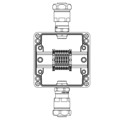 Взрывозащищенная клеммная коробка из полиэстера TBE-P-03-(6xCBC.2)-1xANP22BMB(A)-1xANP22BMB(C)1Ex e IIC Т5 Gb / Ex tb IIIC T95°C Db IP66/КЗ