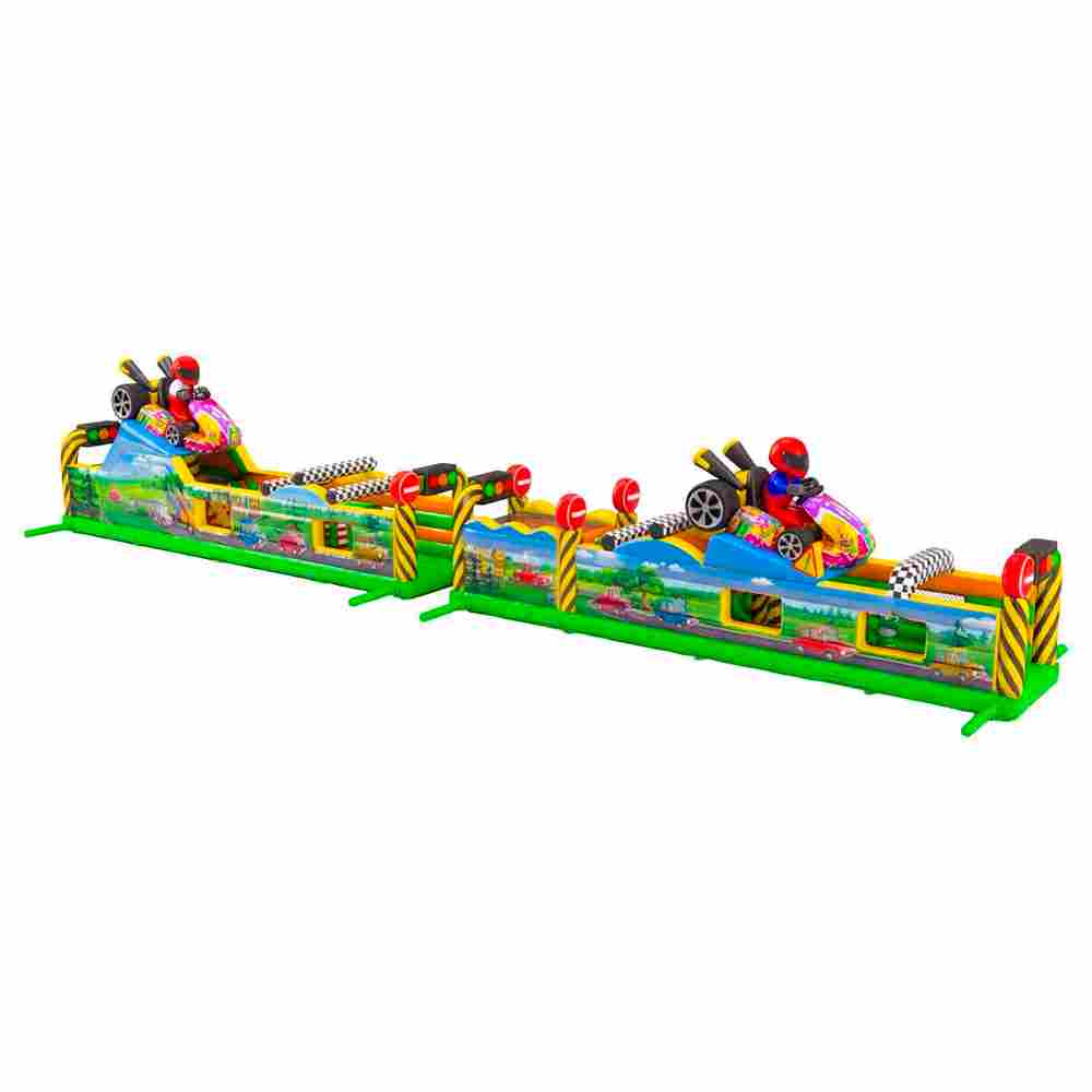 Коммерческая надувная полоса препятствий «Гран-при», 18×3×4 м