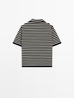 Massimo Dutti Трикотажное поло с карманом, темно-синий