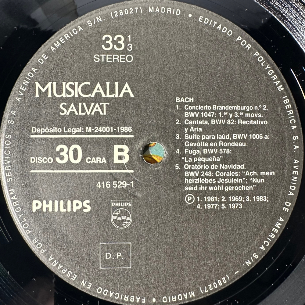 Бах Сборник Musicalia 30 (Испания 1986)