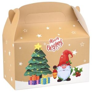 Бокс новогодний Казахстан 16*9*9 см Гном с Елкой   Бежевый 12 шт/уп