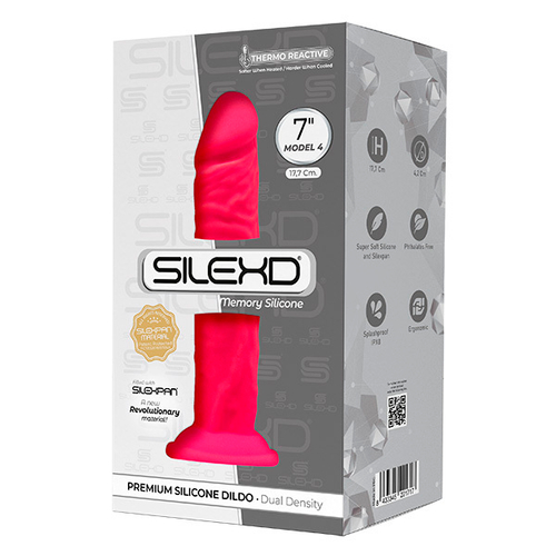 Розовый фаллоимитатор 17,7см на присоске SilexD Premium Silicone Dildo 7" Model 4