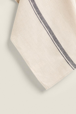 ZARA HOME ПОЛОСАТОЕ ЛЬНЯНОЕ ПОЛОТЕНЦЕ, БЕЖЕВЫЙ