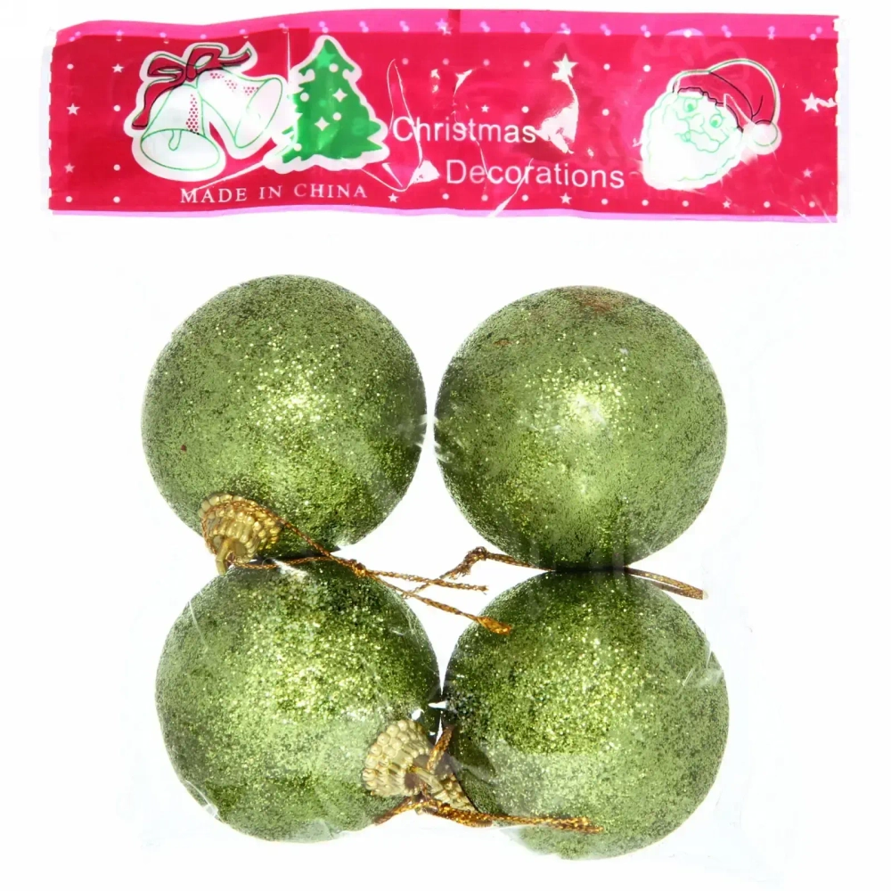 Новогодние шары 5 см (набор 4 шт) «Блестящее напыление», салатовый