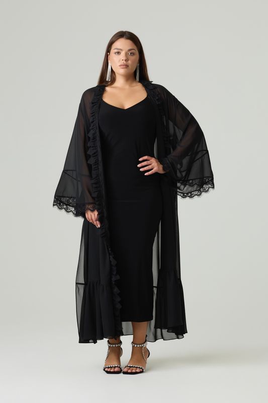 Накидка из шифона с кружевом, черный