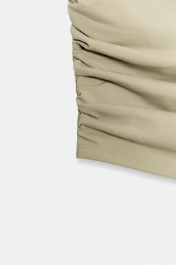 ZARA ТОП БАНДО ДРАПИРОВАННЫЙ, СВЕТЛО-ЗЕЛЕНЫЙ