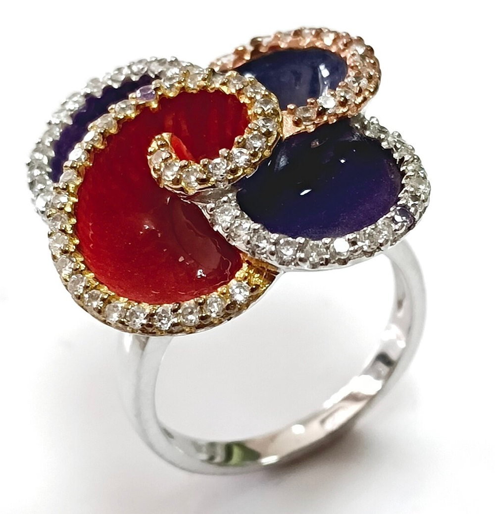 Ювелирное кольцо из серебра 925 пробы с эмалью