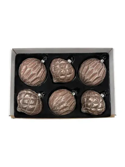 Набор винтажных стеклянных украшений Дворцовые тайны 100 мм., бронза, 6 шт., Christmas DeLuxe (13147)