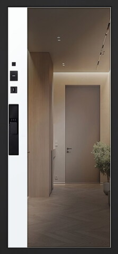 Стальная дверь "Берилл" с зеркалом (биометрический замок Y23). Заказная модель.