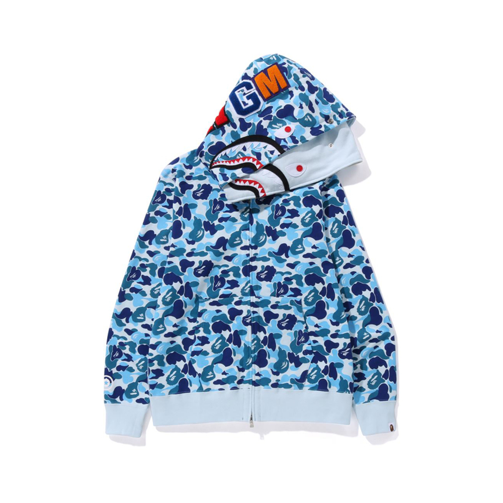 A Bathing Ape Abc Camo Double Shark Full Zip Худи Fw23 синий