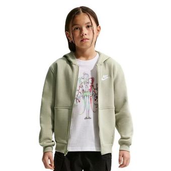 Кофта для девочки теннисная Nike Club Fleece Full-Zip - spruce fog/white