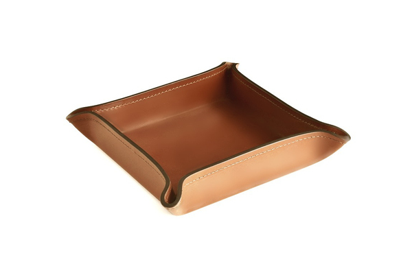 Лоток фигурный из кожи цвет ТАБАК