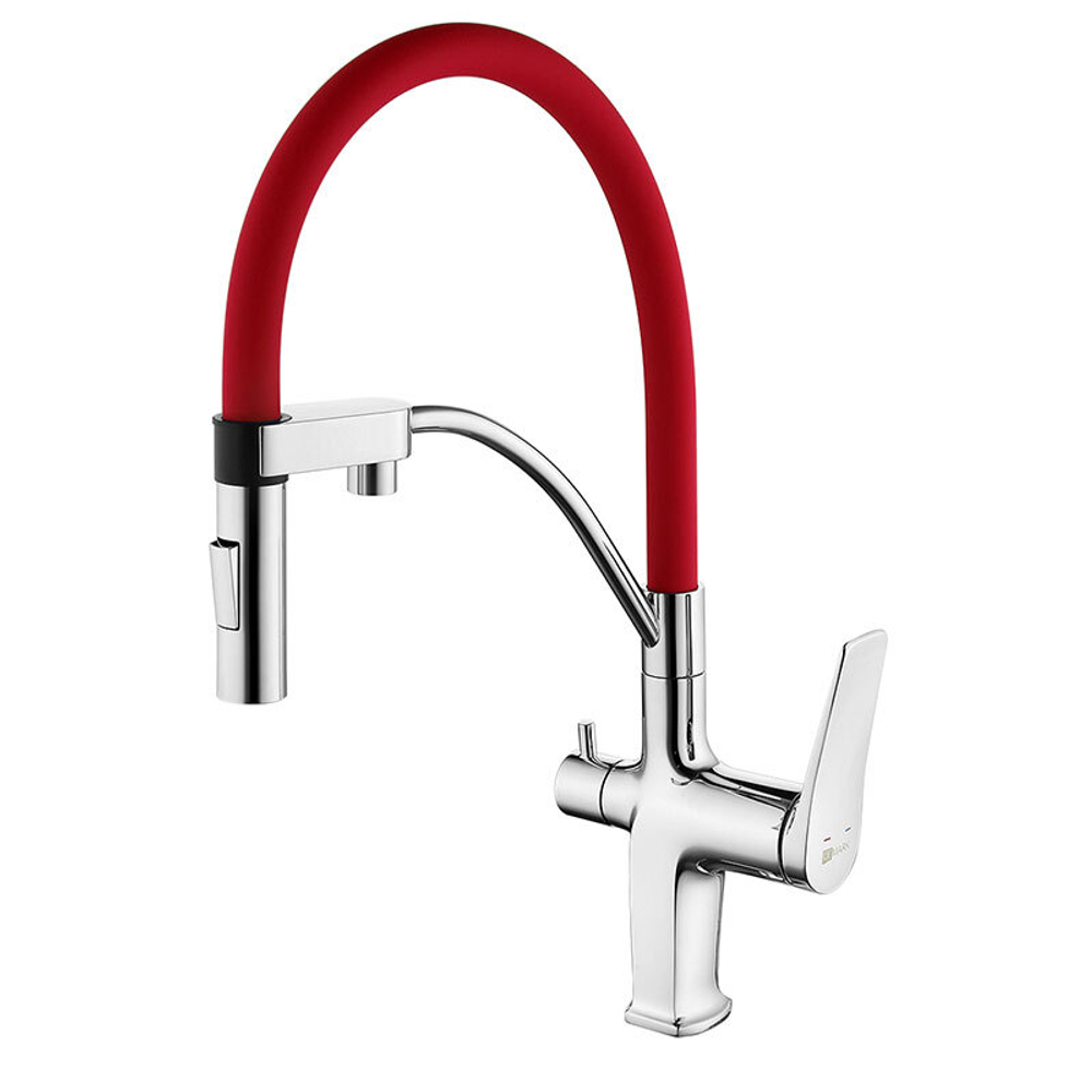 смеситель кухня LEMARK Comfort с подключением к фильтру с питьевой водой LM3074C-Red