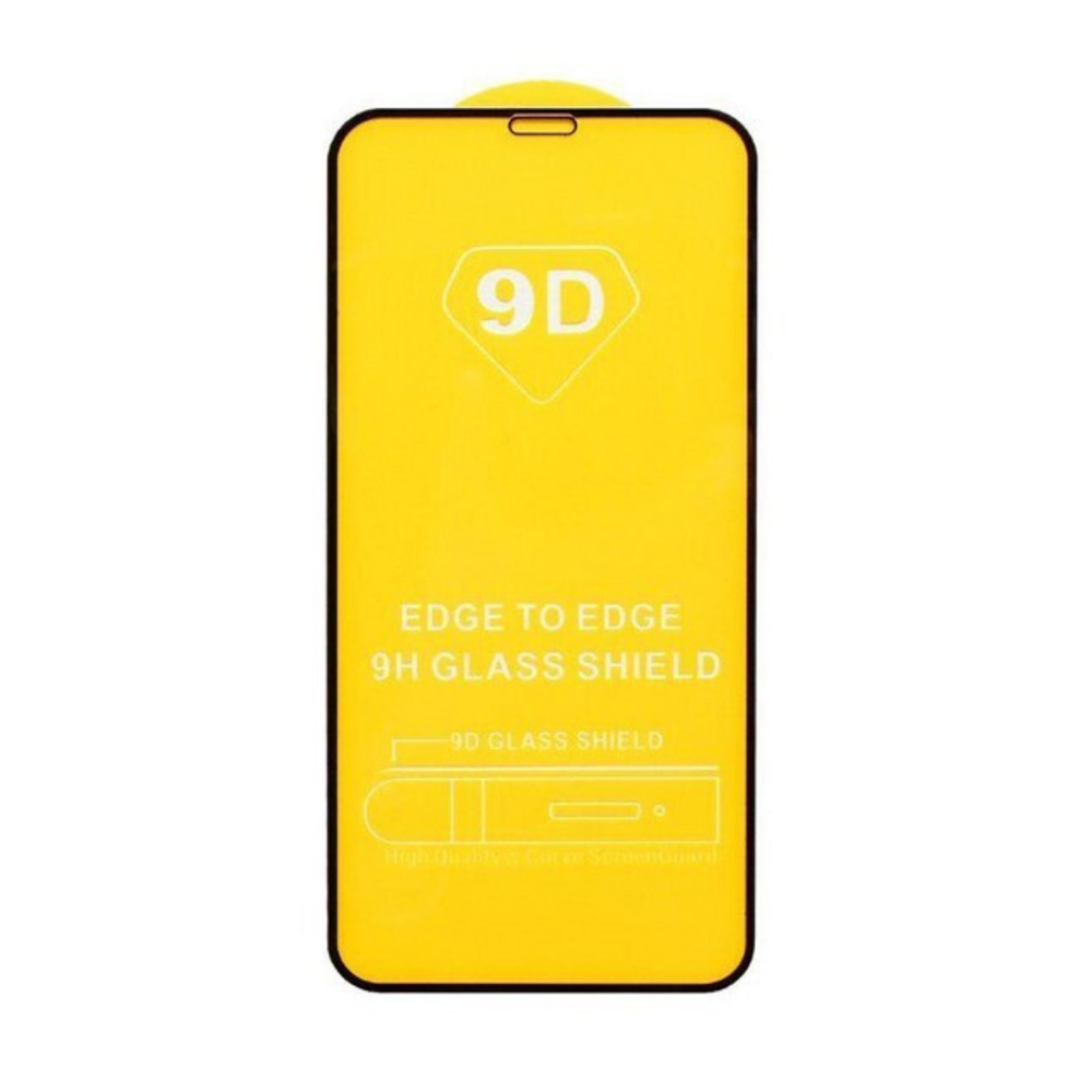Защитное стекло 9D (ТЕХПАК) для Apple iPhone 13/13 Pro/14, 3D, черная рамка, 0.3 мм