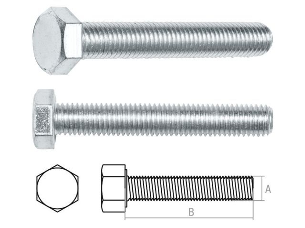 Болт М18х100 мм шестигр., цинк, кл.пр. 5.8, DIN 933 (20 кг) STARFIX