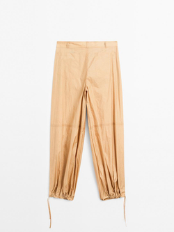 Massimo Dutti Легкие брюки с поясом, натуральный